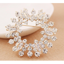 Zinc Alloy Rhinestone Flower Decor Brooch