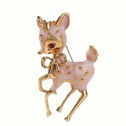 Charming Enamel Hand-Painted Deer Brooch