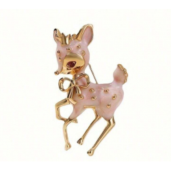 Charming Enamel Hand-Painted Deer Brooch