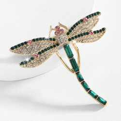 Alloy Crystal Studded Dragonfly Luxury Brooch