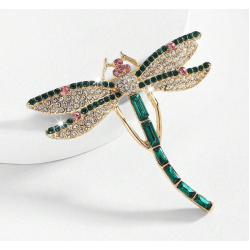 Alloy Crystal Studded Dragonfly Luxury Brooch