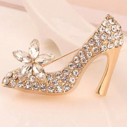 Shiny Gold High Heel Shaped Brooch