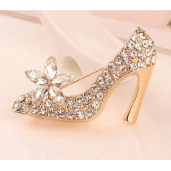Shiny Gold High Heel Shaped Brooch