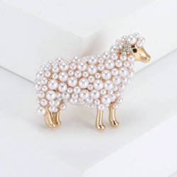 Alloy Pearl Sheep Brooch