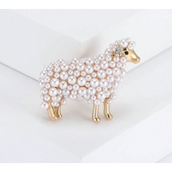 Alloy Pearl Sheep Brooch