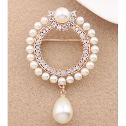 Rhinestone & Faux Pearl Decor Brooch