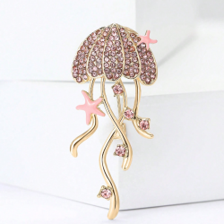 Enamel Rhinestone Jellyfish Brooc