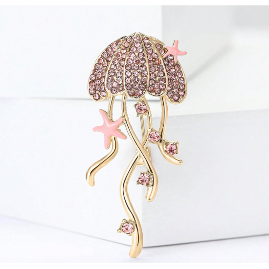 Enamel Rhinestone Jellyfish Brooc
